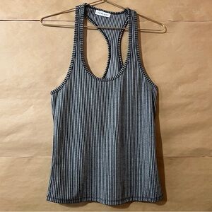 Anine Bing | Kristen Tank Asymmetrical Racerback Ribbed Stripe Tank Top Size M